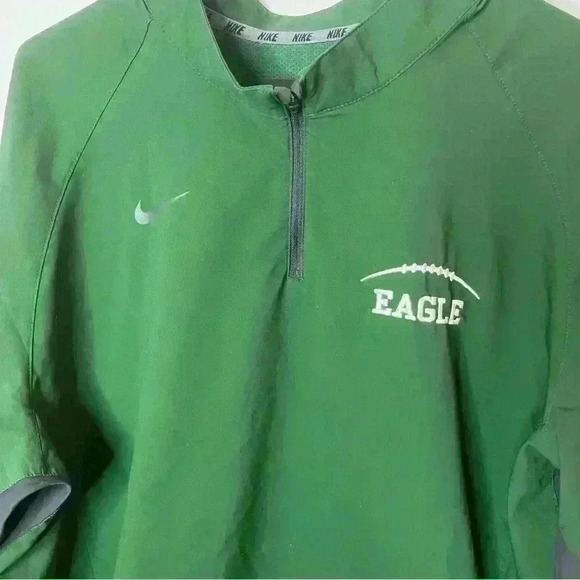 Nike Pullover 1/4 Zip Eagle Football Men XL Green Long Sleeve Kangaroo Pocket - Picture 2 of 8